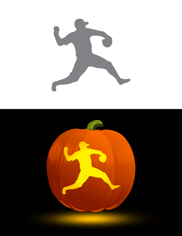 Printable Baseball Pitcher Pumpkin Stencil