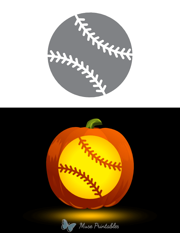 Printable Baseball With Stitching Pumpkin Stencil