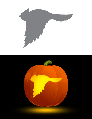 Basic Flying Cardinal Pumpkin Stencil