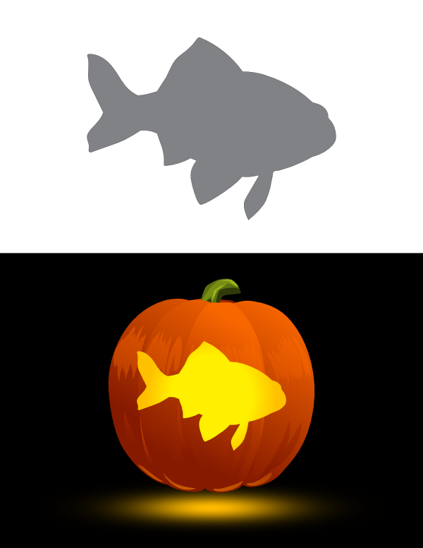 Printable Basic Goldfish Pumpkin Stencil
