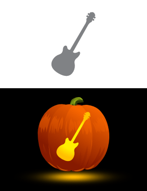 Bass Guitar Pumpkin Stencil