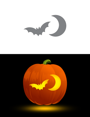 Bat and Crescent Moon Pumpkin Stencil