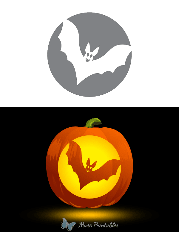 Bat and Full Moon Pumpkin Stencil