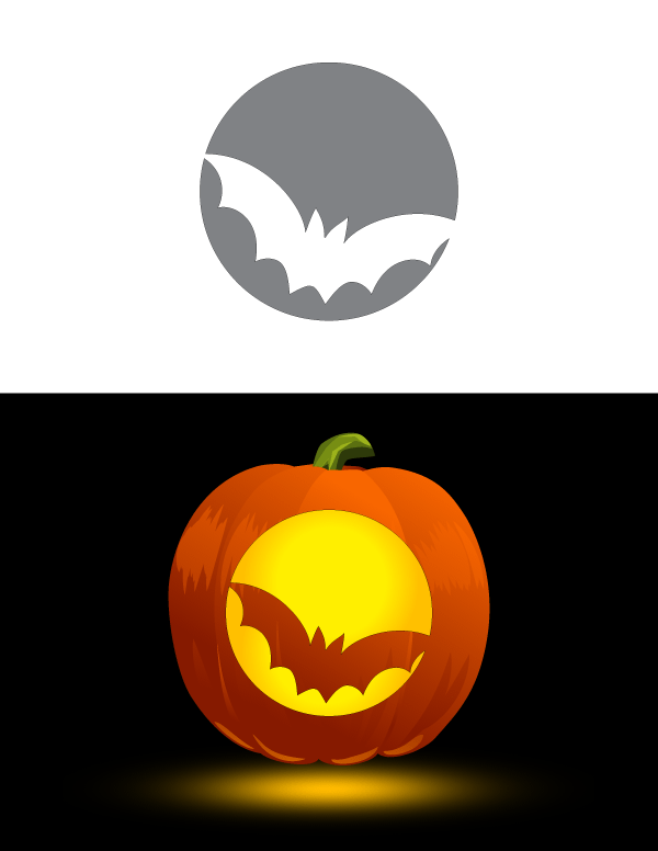 Bat and Moon Pumpkin Stencil.