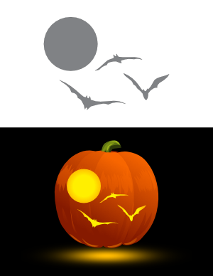 Bats and Full Moon Pumpkin Stencil