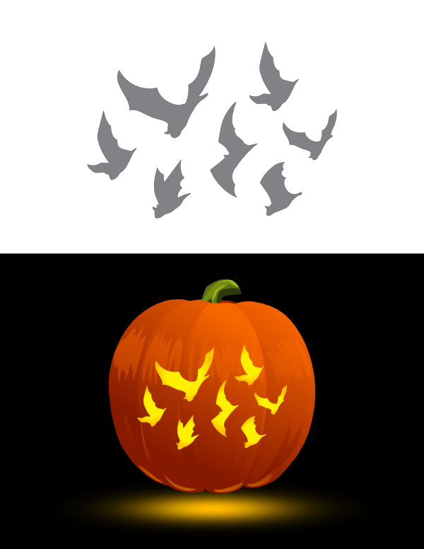Bats Diving Pumpkin Stencil