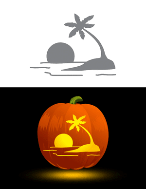 Beach Sunset Pumpkin Stencil