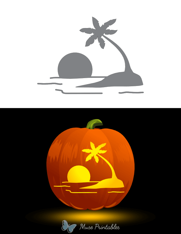 Beach Sunset Pumpkin Stencil