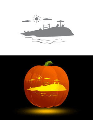 Beach View Pumpkin Stencil