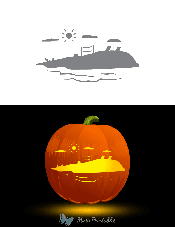 Beach View Pumpkin Stencil