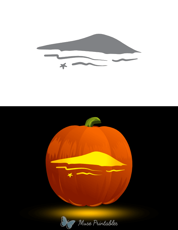 Beach With Starfish Pumpkin Stencil