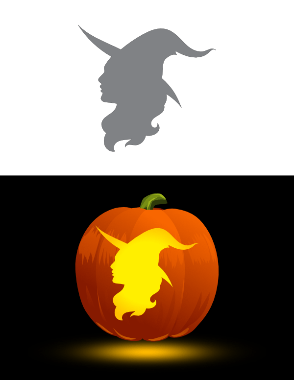 Printable Beautiful Witch Face Pumpkin Stencil