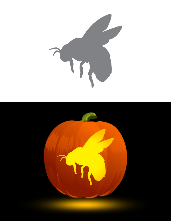 Printable Bee Side View Pumpkin Stencil