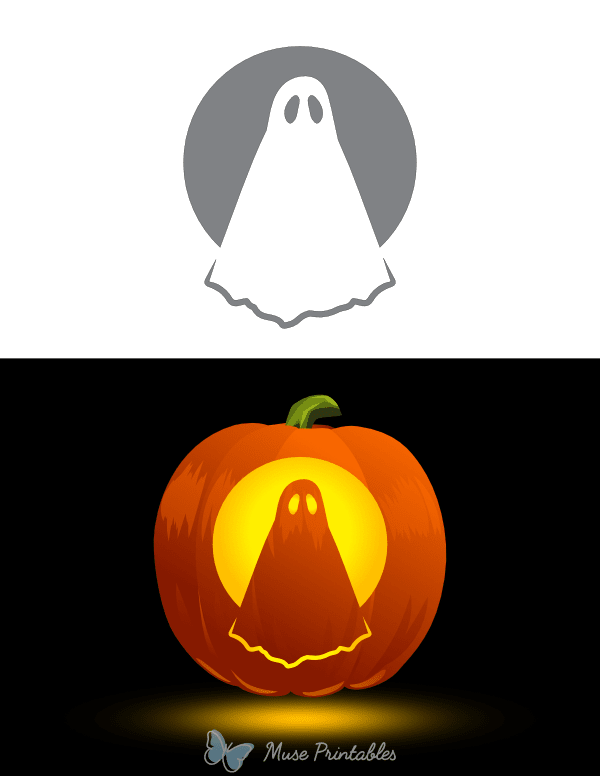 Big Eyed Ghost Pumpkin Stencil