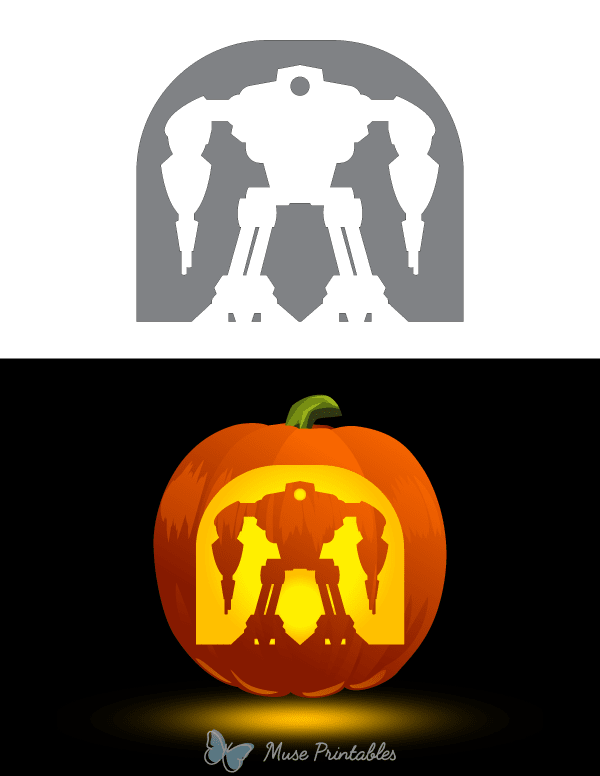 Big Robot Pumpkin Stencil