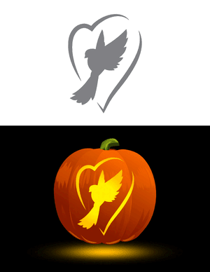 Bird and Heart Pumpkin Stencil