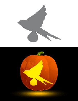 Bird Carrying a Heart Pumpkin Stencil