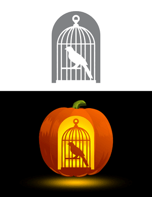 Bird in Cage Pumpkin Stencil