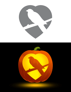 Bird Inside Heart Pumpkin Stencil