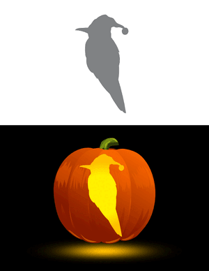 Bird Wearing Santa Hat Pumpkin Stencil