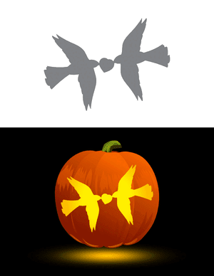 Birds Carrying a Heart Pumpkin Stencil