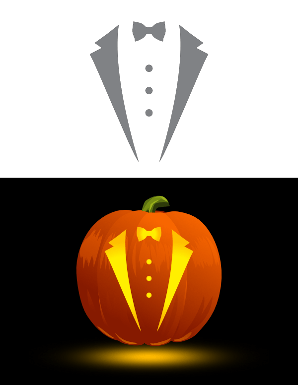 Printable Bowtie And Tuxedo Pumpkin Stencil