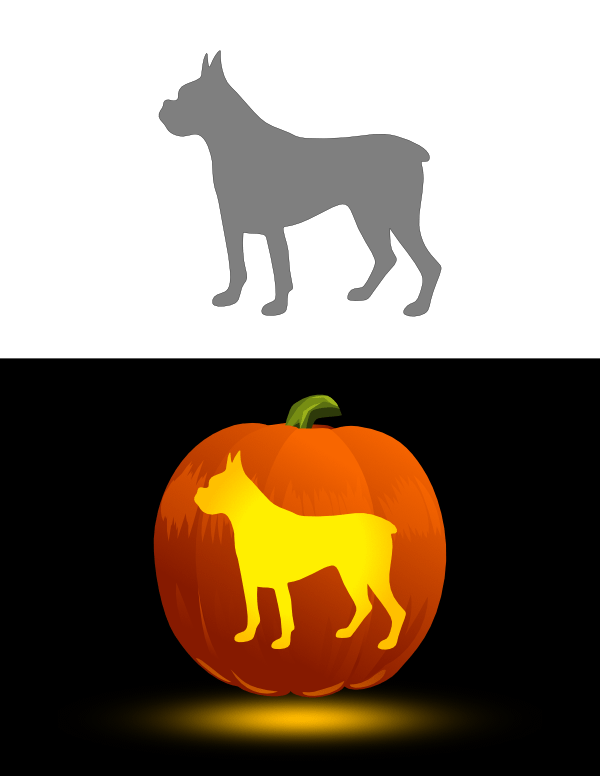 Printable Boxer Dog Pumpkin Stencil