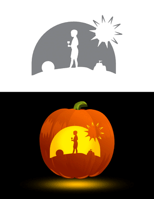 Boy on the Beach Pumpkin Stencil