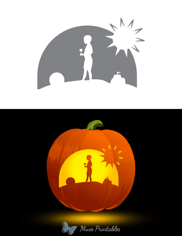 Boy on the Beach Pumpkin Stencil