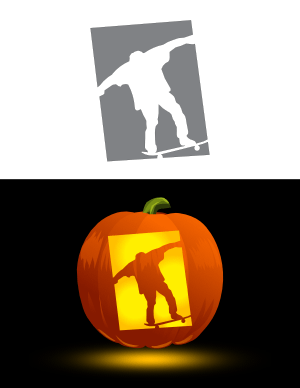 Boy Skateboarding Pumpkin Stencil