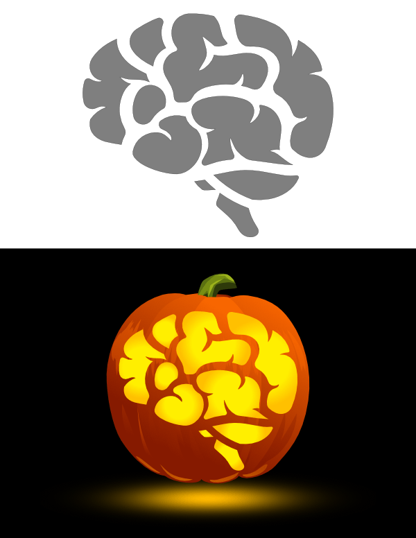 Printable Brain Pumpkin Stencil