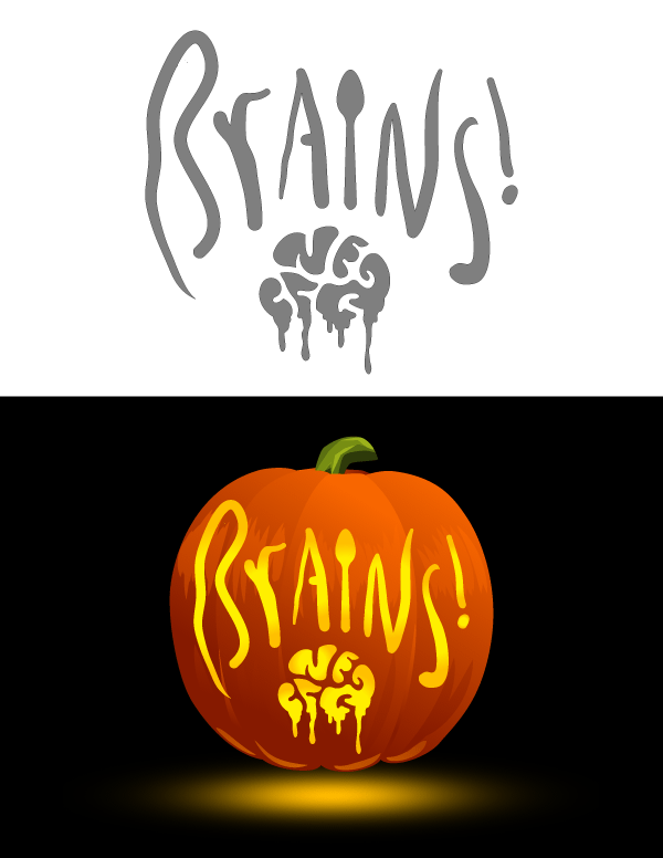 Printable Brains Pumpkin Stencil