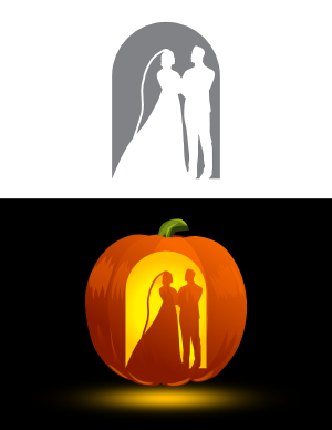 Bride and Groom Arm In Arm Pumpkin Stencil