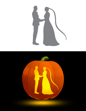 Bride and Groom Holding Hands Pumpkin Stencil