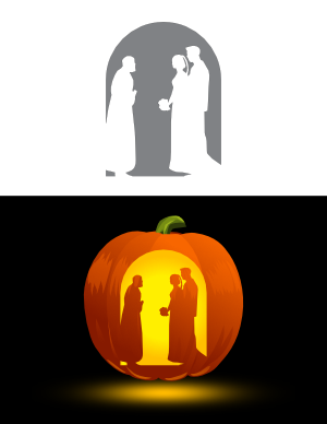 Bride and Groom In Front of Priest Pumpkin Stencil