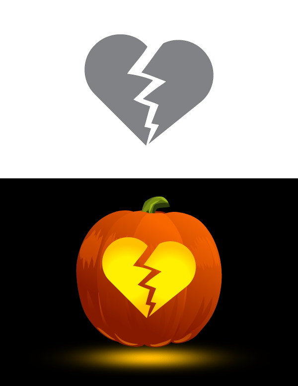 Broken Heart Pumpkin Stencil