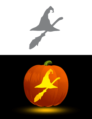 Broom and Witch Hat Pumpkin Stencil