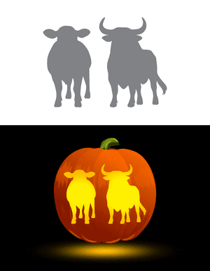 Bull and Cow Pumpkin Stencil