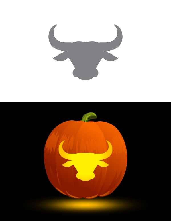 Printable Bull Head Pumpkin Stencil