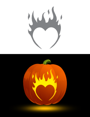 Burning Heart Pumpkin Stencil