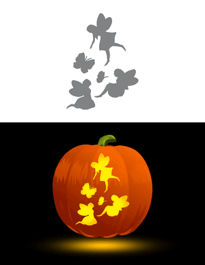 Butterflies and Fairies Pumpkin Stencil