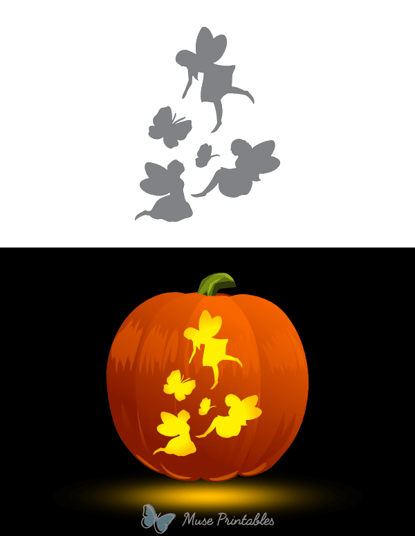 Butterflies and Fairies Pumpkin Stencil