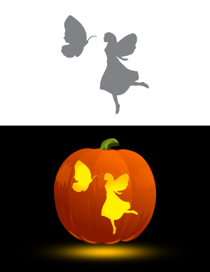 Butterfly and Fairy Pumpkin Stencil