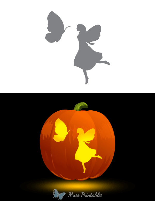 Butterfly and Fairy Pumpkin Stencil