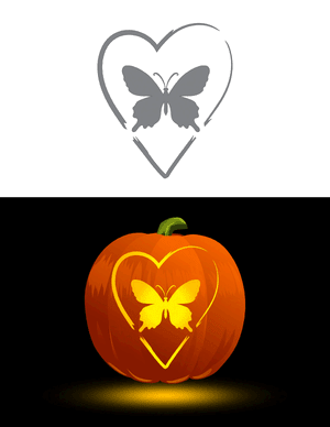 Butterfly and Heart Pumpkin Stencil