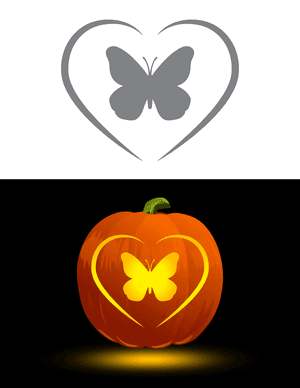 Butterfly in Heart Pumpkin Stencil