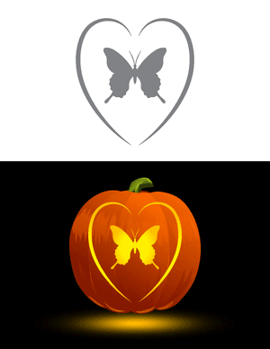 Butterfly Inside Heart Pumpkin Stencil