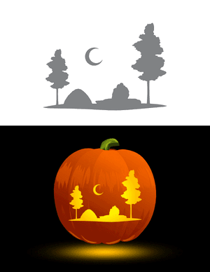 Camping Couple Scene Pumpkin Stencil