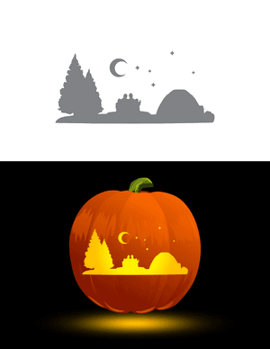 Camping Family Pumpkin Stencil