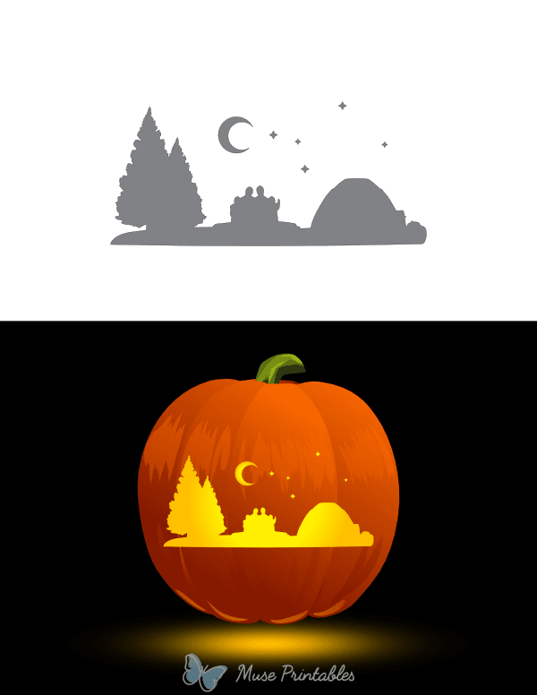 Camping Family Pumpkin Stencil